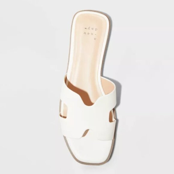 Women's Nina H-Band Slide Sandals - A New Day White 6.5W WIDE - Picture 3 of 4